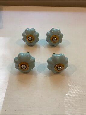 ceramic Aqua Knobs - cabinet handles